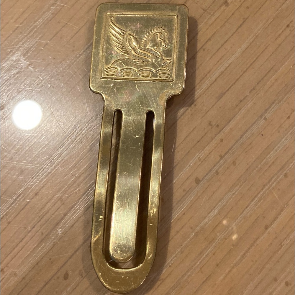 Vintage brass Pegasus Winged Horse
Money Clip / Bookmark Equestrian 3"
